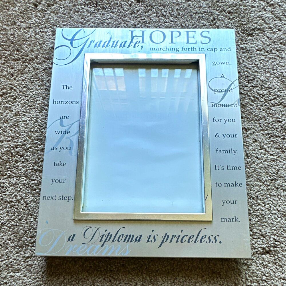 Graduation Hopes Silver Brushed Metal 8x10 Frame 4x6 Portrait Glass Stand